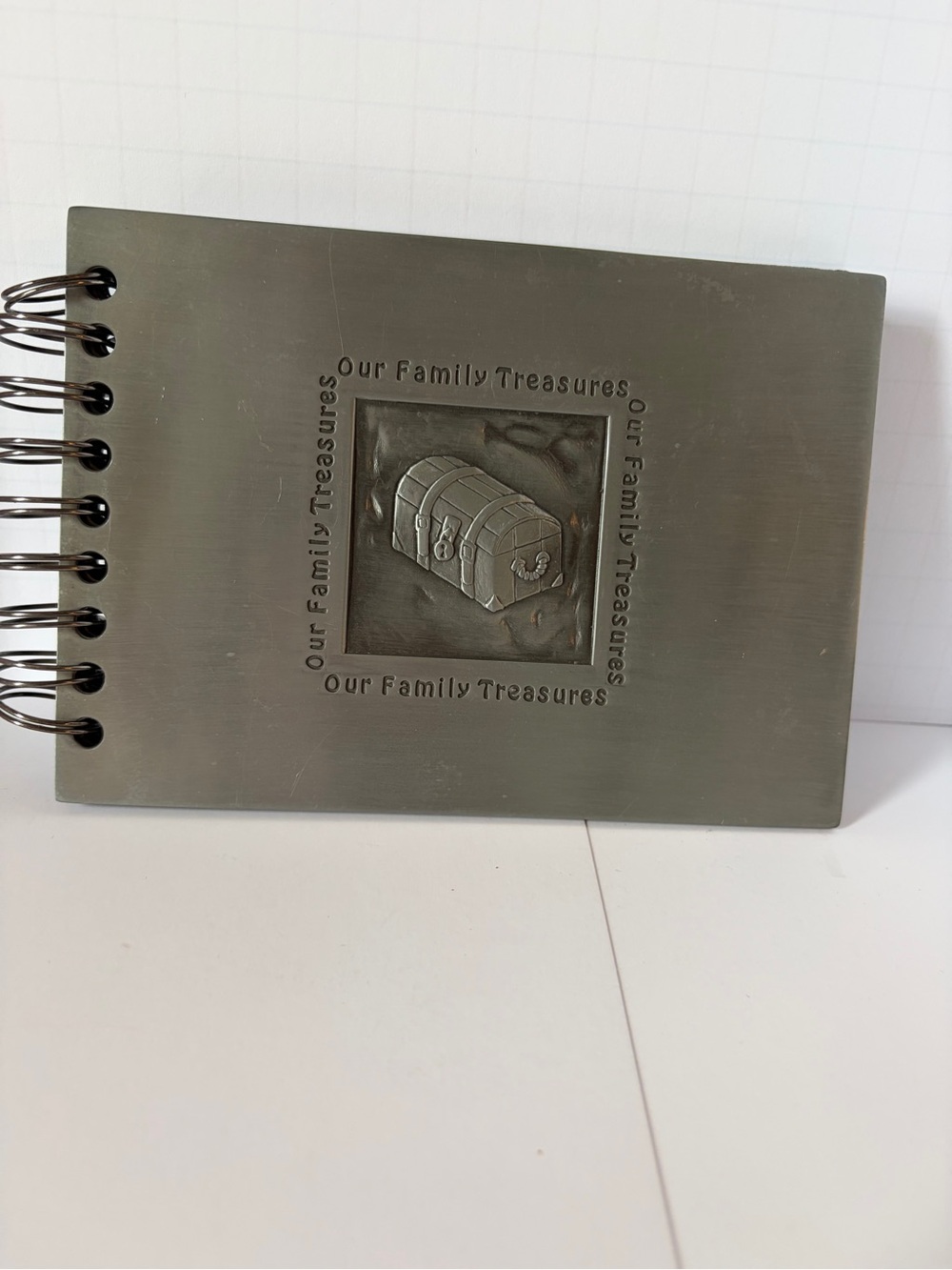 Vintage Pewter Photo Album Etched With “ Our Family Treasures “